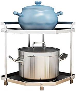 Mutfak Raf, Ev Paslanmaz Çelik Üçgen Çok katmanlı Tezgah Köşe Pot Raf / mutfak Pot Depolama Raf (Renk: Beyaz)