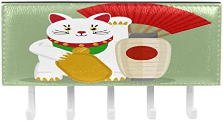Japonya Şanslı Kedi Kitty Kitten Fan Anahtar ve Posta Tutucu Duvarlar için-Anahtar Askı ile Posta Organizatör ve 5 Kanca, yapışkan