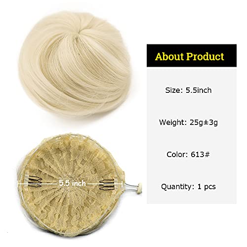 KGBFASS Bun Saç Parçası İpli At Kuyruğu Sentetik Sarışın Chignon Updo Saç Scrunchies Düz Klip Hairpieces Kadınlar için(613)