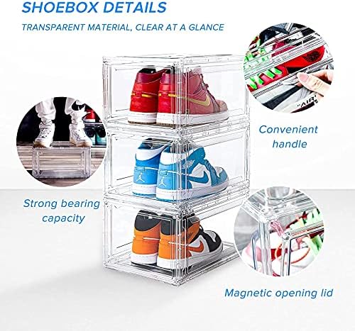 Daha yüksek İndirim Ayakkabı Saklama kutusu 3 Paket Şeffaf ve 3 Paket Siyah Sneaker Ayakkabı Saklama Kutuları Kapaklı Istiflenebilir
