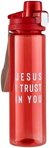 İsa Sana Güveniyorum Dini Plastik Su Şişesi, Çok Kullanımlı Seyahat Çay Demlenmiş Bardak, Çıkarılabilir Anahtarlık Askılı BPA