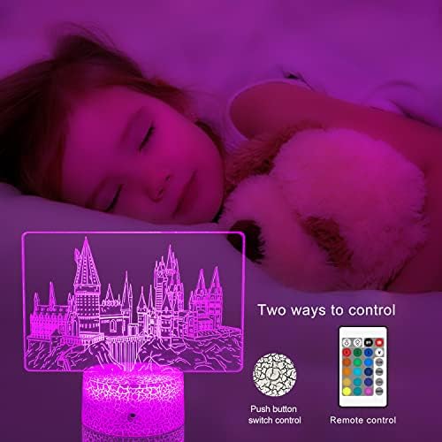 Çocuklar için Gece Lambası Hogwarts Kalesi Uzaktan ve Akıllı Dokunuşlu LED Dekor Lambası 7 Renk + 16 Renk Değiştirme Kısılabilir