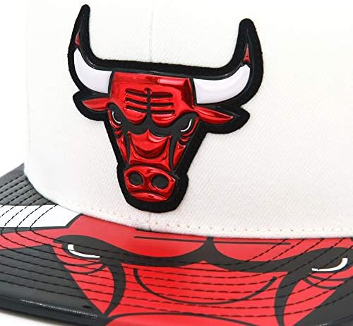 Mitchell & Ness (Premium) Chicago Bulls Snapback Şapka Kapağı Beyaz / Siyah Folyo