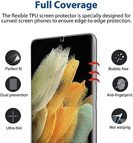 [2 Paket] PHİSİMOO ile Uyumlu Samsung Galaxy S21 Ultra 5G 6.8-inç Gizlilik Ekran Koruyucu, Anti-Casus Esnek TPU Film, Destek