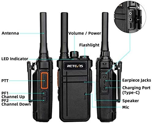 Retevis RB37 Bluetooth Walkie Talkie, Kablosuz Bluetooth Kulaklık ile Uzun Menzilli Radyo, kablosuz Klon, Depo için 2000 mAh
