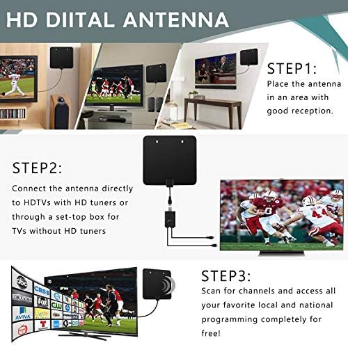 [Yeni 2019] HD Dijital Kapalı TV Anteni Uzun 60-80 Mil Menzil, Botee TV Anteni 1080p 4K Desteği ve HDTV Amplifikatörlü Tüm Eski
