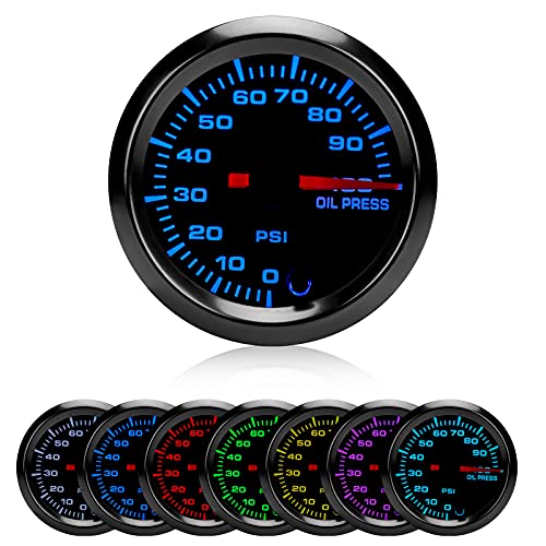 SUPAREE 7 Renk 100 PSI Yağ Basınç Göstergesi Kiti ile Elektronik Basınç Sensörü ve Dashboard Ölçer Pod için Araba / Kamyon-2-1/1652mm-Siyah