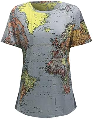 Tank Kadınlar için Yenilik Trendy Harita Baskılı O-Boyun Kolsuz Yelek Yaz Rahat Gevşek Streetwear Tunik Bluz Tops