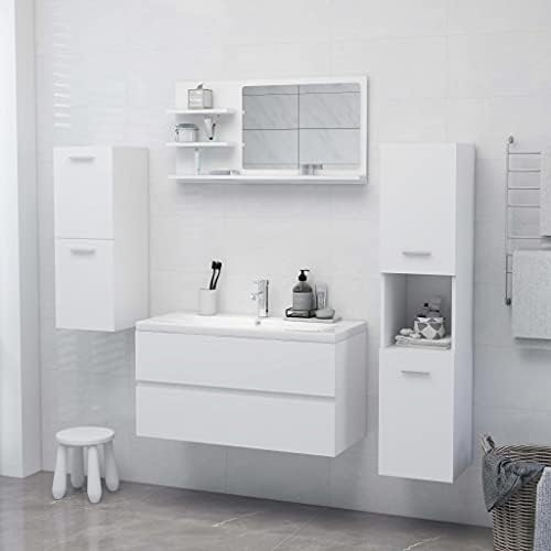 Nicoone Banyo Depolama Dolabı Duvar Aynası Raflı Depolama Dolapları Banyo Dolapları Bağımsız banyo Aynası Beyaz 35.4x 4.1x 17.7