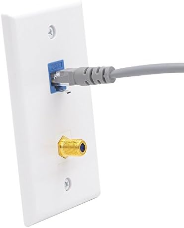 VCE Ethernet Koaksiyel Duvar Plakası, 2 Port Cat6 Keystone Jack Çoğaltıcı ve Altın Kaplama RG6 Keystone Jack Ekle Duvar Plakası