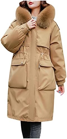 DZQUY kadın Diz Boyu Aşağı Kirpi Ceket Sıcak Yastıklı Parkas Kapüşonlu Ceket Kış Rahat Kalın Pamuk Ceket Jumper