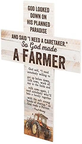 P. Graham Dunn Yani Tanrı bir Çiftçi Traktör Rustik 20 x 14 Ahşap Duvar Sanatı Çapraz Plak Yaptı