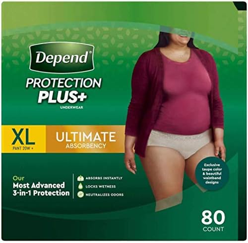 Depend FİT-Flex Kadınlar için İnkontinans İç Çamaşırı, Maksimum Emicilik, XL; Bronzluk, 80 Sayım