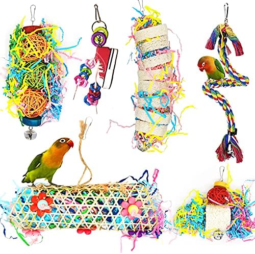 PBIEHSR Kuş Parakeet Cockatiel Parçalama Oyuncaklar,Papağan Lif Kabağı Toplayıcılık Oyuncaklar Parçalayıcı çiğneme oyuncak Dönen