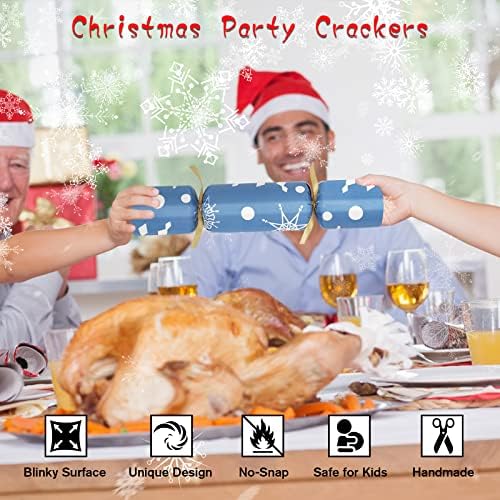 12 Paket 10 Noel No-Snap Parti Masa Favor Şaka ile Küçük Hediyeler Çocuklar Yetişkinler için Noel Hediyesi, mavi Kar Taneleri