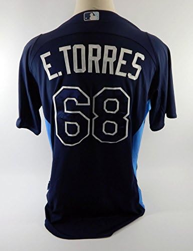 Tampa Bay Rays Elias Torres 68 Oyunu Yayınlandı Poss Oyunu Kullanılmış Mavi ST Jersey-Oyun Kullanılmış MLB Formaları