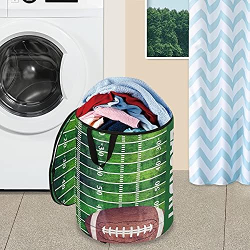 Retro Grunge Amerikan Futbolu Pop Up Çamaşır Sepeti Katlanabilir Kapaklı Kirli Giysiler Sepet çamaşır sepeti saklama sepetleri