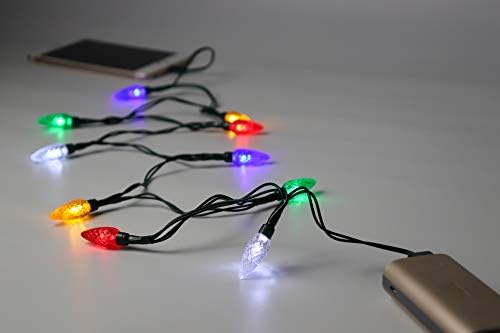 Cewuıdy LED Noel ışıkları şarj kablosu, USB ve ampul şarj cihazı, 50 inç 10led Çok Renkli Telefon ile Kullanılabilir 5,6,7,8,