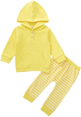 Bebek Kız Erkek Kış Giysileri Set Uzun Kollu Çizgili Hoodie Kazak Pantolon Kıyafet Setleri ıçin Bebek Yürüyor