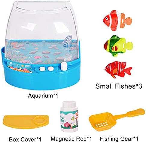 Williamly Akvaryum Balık Kase Tankı, Yapay Mini Akvaryum ile Yüzen Plastik Balık, interaktif Besleme Deneyimi için Çocuk Yaş