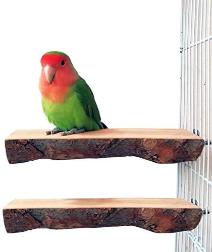 Tfwadmx Papağan Levrek için Kafes, 2 Paket Kuş Standı Platformu Doğal Ahşap Oyun Alanı Kafes Aksesuarları için Parakeet Papağanının