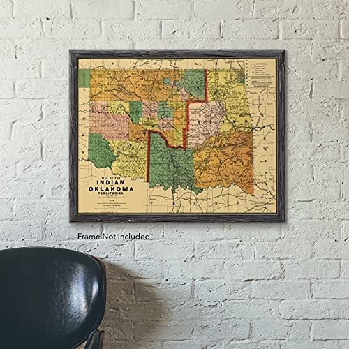 1892 dolaylarında Oklahoma ve Güneybatı Amerika Birleşik Devletleri Hint Toprakları haritası, Cherokee, Osages, Creek, Comanchee,