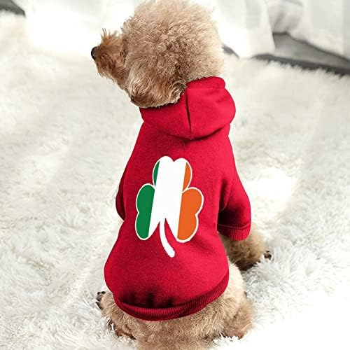 İrlanda Bayrağı Shamrock Pet Kazak Hoodies Köpek Kapüşonlu Sweatshirt Kedi Giysileri İle Şapka