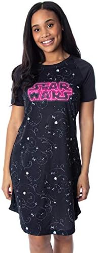 Star Wars kadın Neon Logo Gecelik Pijama Uyku Gömlek