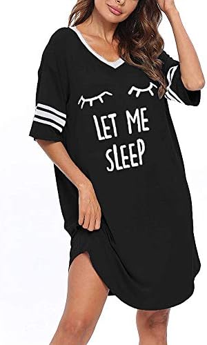 Uyku Gömlek Kadınlar için Yumuşak Modal Yenilik Gece Gömlek V Boyun Gevşek Nightgowns Sevimli Baskılı Pijama