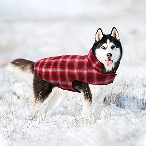 Kuoser Köpek Kış Ceket, Rahat Geri Dönüşümlü İngiliz Tarzı Ekose Köpek Yelek Kış Ceket, Soğuk Hava için Su geçirmez Rüzgar Geçirmez