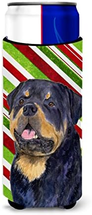 Caroline'ın Hazineleri SS4593MUK Rottweiler Şeker Kamışı Tatil Noel Ultra İçecek İzolatörleri İnce kutular, ince Kutu, Çok Renkli