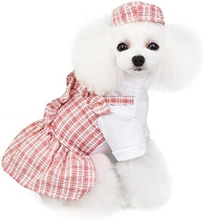 UXZDX CUJUX Bahar Yaz Pet Giyim Sevimli Pet Köpek Ekose Elbise Ince Küçük Orta Köpek Teddy Chihuahua Giyim Sweety Pet Köpek Kıyafetler