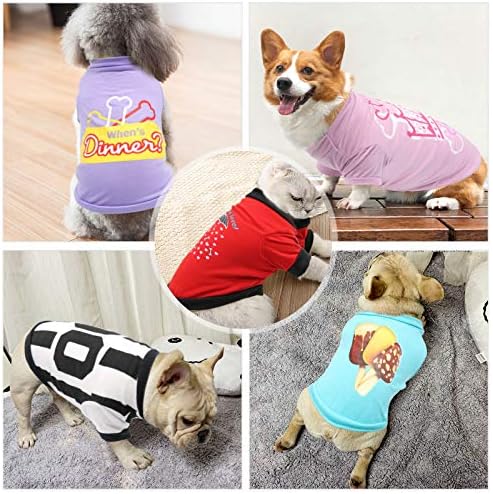 HYLYUN 6 Parça Baskılı Kız Köpek Gömlek-Yumuşak Nefes Pet T-Shirt Yavru Köpek Giysileri Yumuşak Kazak Küçük Köpekler ve Kediler