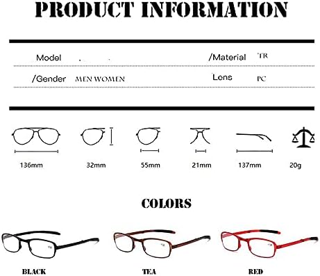 YERZ Taşınabilir Katlanır Okuma Gözlükleri, UV Parlama Önleyici Göz Yorgunluğu, Cep Okuyucuları (1.0, Kahve)