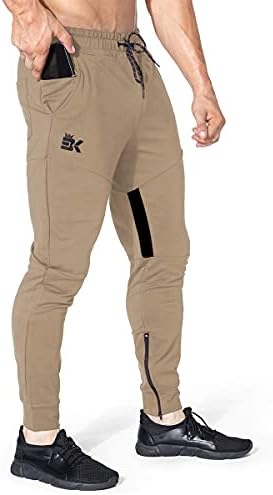 BROKİG Erkek Uyluk Mesh Spor Jogger Pantolon, erkek Casual Slim Fit Egzersiz Vücut Geliştirme Sweatpants Fermuarlı Cebi ile