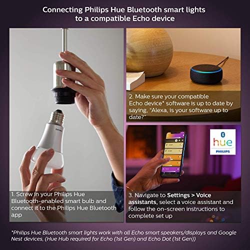 Philips Hue Beyaz ve Renkli Ambiyans A19 E26 LED Akıllı Ampul, Bluetooth ve Zigbee Uyumlu (Hue Hub İsteğe Bağlı), Alexa ve Google