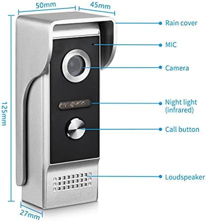 SFFZY Ev Interkom Görüntülü Kapı Telefonu 7 ınç Interkom Monitör 1000TVL Gece Görüş Su Geçirmez Kapı Zili Kamera Erişim Kontrolü
