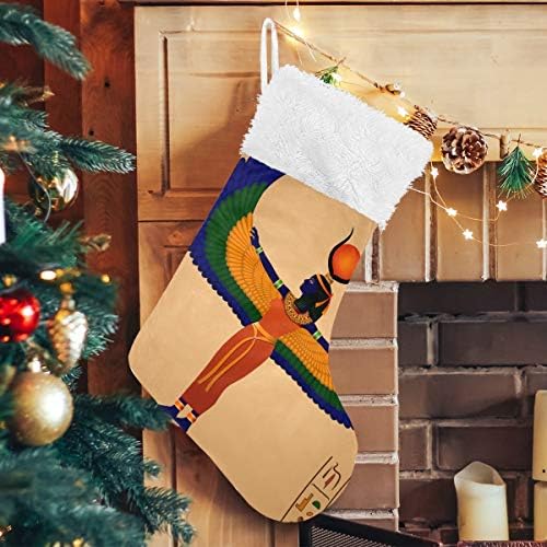 YUEND Noel Stocking Kitleri için Aile Tatil Noel Parti Süslemeleri Büyük Antik Mısır Vintage Klasik Kişiselleştirilmiş ile Beyaz