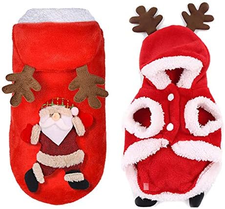 Asdf586ıo Köpek Aksesuarları, Kış Noel Noel Baba Kardan Adam Geyik Baskı Pet Köpek Tulum Kapüşonlu Ceket - XL Noel Baba