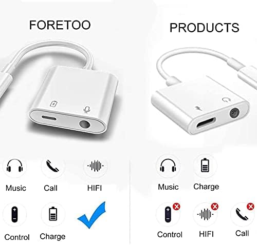 [Apple MFi Sertifikalı] Yükseltilmiş Versiyonu Kulaklık Adaptörü için Telefon, 2in1 Telefonu için 3.5 mm Aux Ses / Hızlı Charing/Çağrı