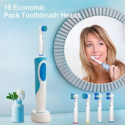 Oral B için yedek Fırça Kafaları (16 Sayım), Elektrikli Diş Fırçası Kafaları Oral B ile uyumlu Braun Pro 1000, 7000 / Pro 1000/500-4