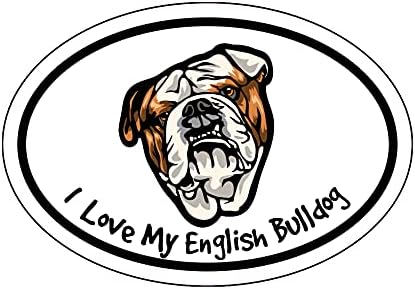 WickedGoodz Oval Ben Aşk Benim İngilizce Bulldog Vinil Çıkartması - Köpek Cins Tampon Sticker-Dizüstü Bilgisayarlar için Tumblers