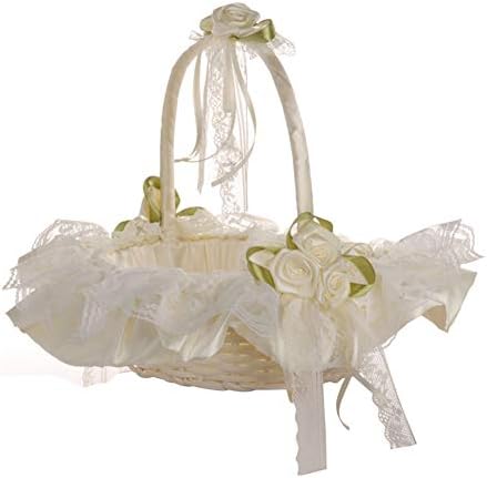 Hıeefı Düğün Sepeti Çiçek Kız Sepeti Dantel Çiçek Sepeti Çiçek Kız Handwoven Romantik Sepet Dekorasyon için