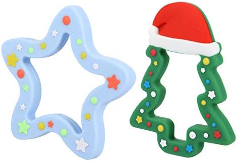 Kisangel Noel Silikon Bebek Diş Kaşıyıcı 2 pcs Ilk Noel Diş Çıkarma Oyuncak Chewy Oyuncak Yenidoğan Diş Yatıştırıcı Bebek Diş