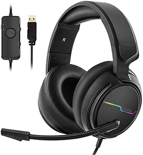 chaonong Kulaklık Oyun Kulaklık USB 7.1 Kulaklık, PC bilgisayar Bas Stereo kulaklık için uygun, Mikrofon ile LED ışık (Renk: