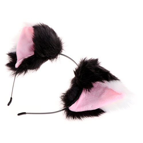 Redriver Güzel Kedi Kulaklar Cosplay Kostüm Partisi Fantezi Kızlar Kafa Bandı (Beyaz + Gri)