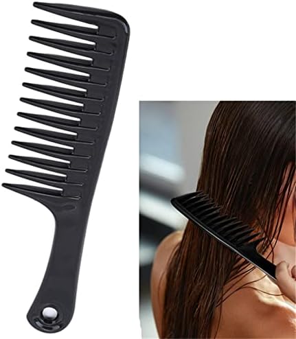 QXPDD geniş diş tarak plastik kıvırcık saç ıslak saç Detangler tarak büyük dolaşık açıcı tarak için uzun kalın dalgalı saç, siyah