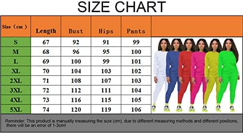 JUJIEXUN2021 Iki Parçalı Kıyafetler Kadın Eşofman Setleri Düz Renk Uzun Kollu Crewneck Kazak Tops Egzersiz Spor Eşofman