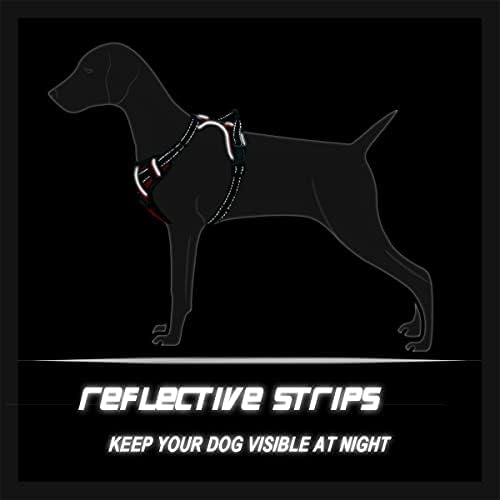 BARKBAY Hiçbir Çekme Köpek Koşum Ön Klip Ağır Yansıtıcı Büyük Köpek Yürüyüş için Kolay Kontrol Kolu (Kırmızı, L)