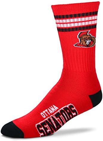 Çıplak Ayaklar için NHL 4 Stripe Deuce Mürettebat Erkek Çorapları-Ottawa Senatörleri-Büyük (10-13)